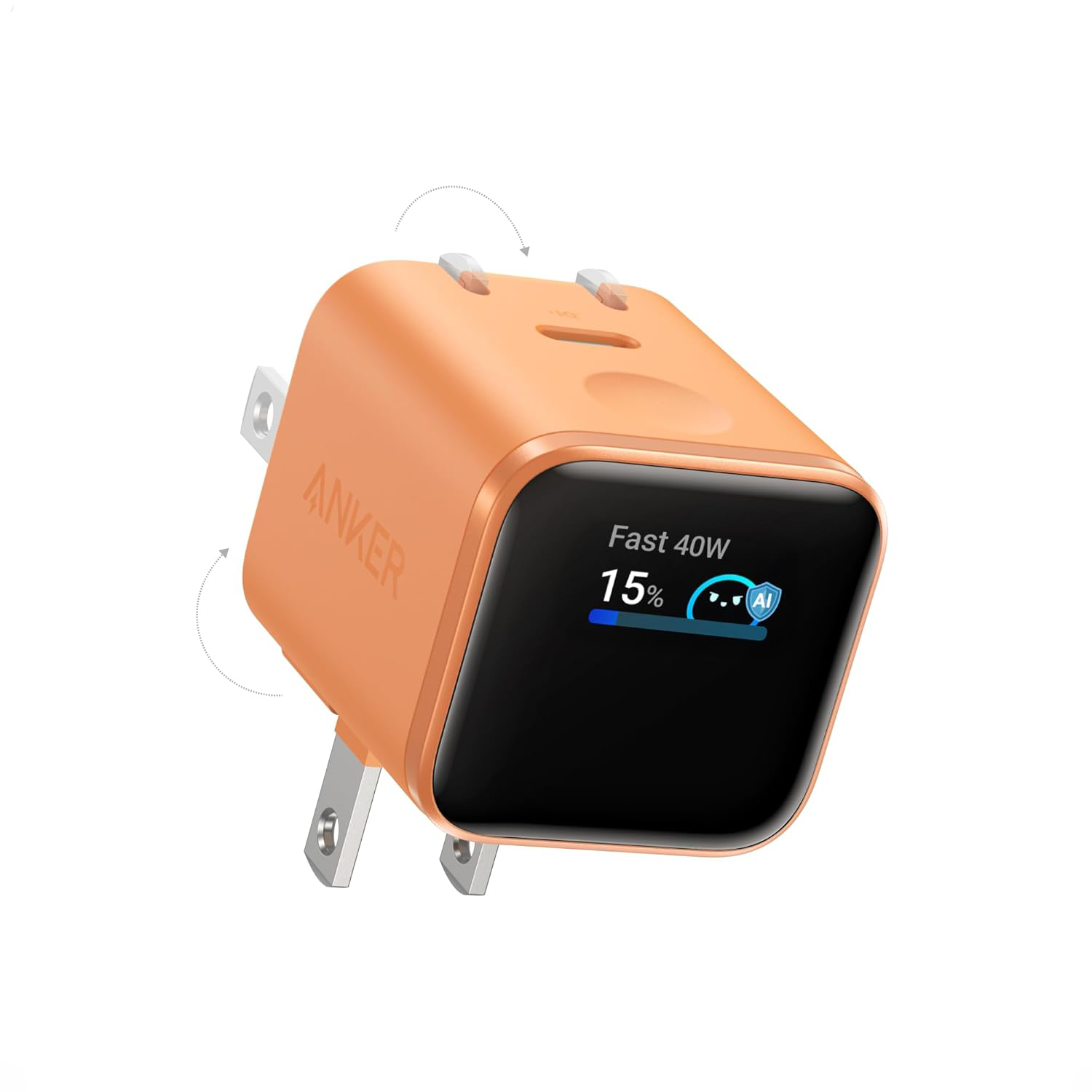 1 Cargador Anker 45w Pantalla Inteligente Nano GaN - Naranja
