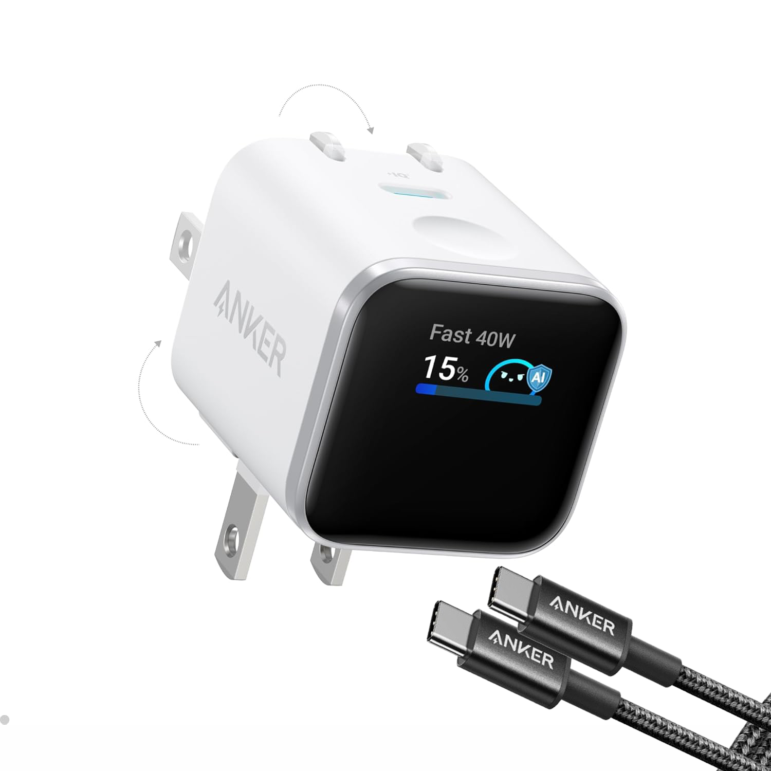 0 COMBO: Cargador Anker 45w Pantalla Inteligente Nano GaN + Cable Anker trensado 60w CtoC de 1.8 metros - Image 2