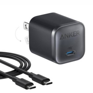 Cargador Anker Nano 45w con Cable Anker 60w usb-C de 1.8 Metros-NEGRO